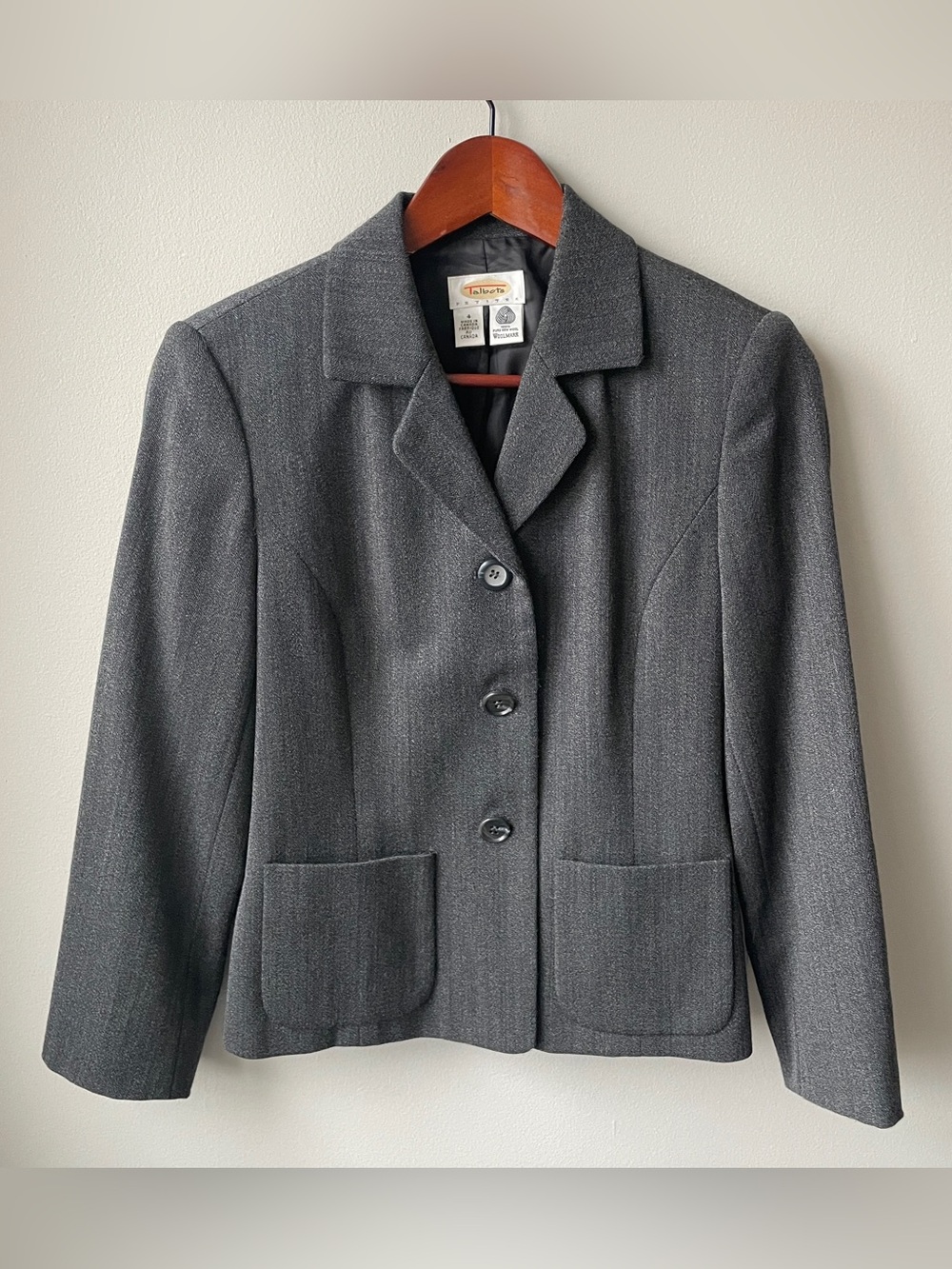 Vintage Talbots 100% Wool Grey Blazer